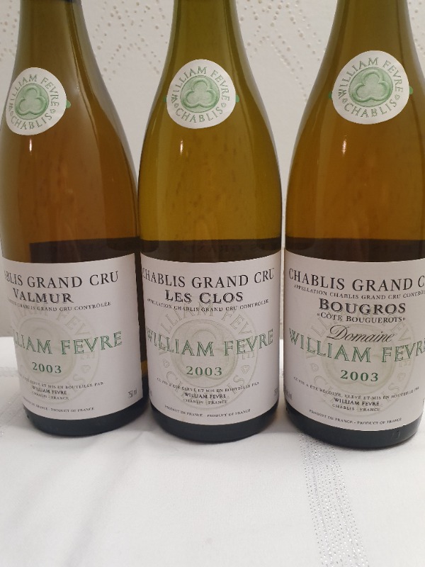 3 x Chablis Grand Cru, Grande trilogie de Chablis les Clos, Valmur